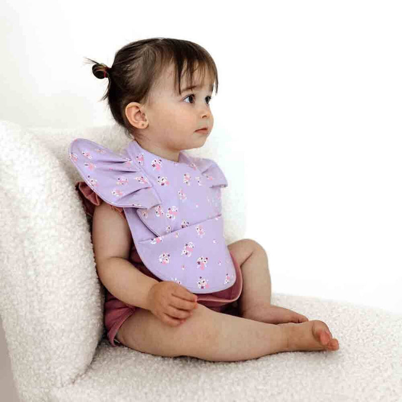 LILAC BLOOM FRILL WATERPROOF SNUGGLE BIB