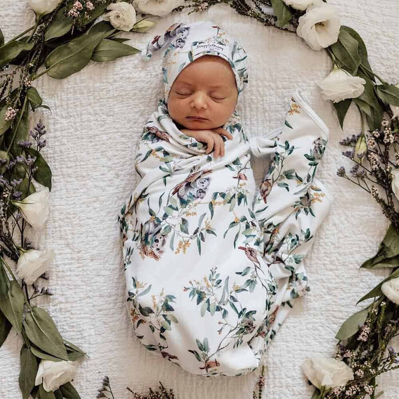 EUCALYPT BABY JERSEY WRAP & BEANIE SET