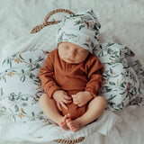 EUCALYPT BABY JERSEY WRAP & BEANIE SET