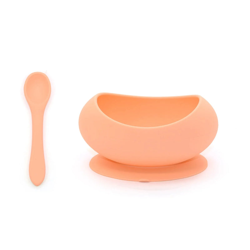 SILICONE BOWL & SPOON - PEACH