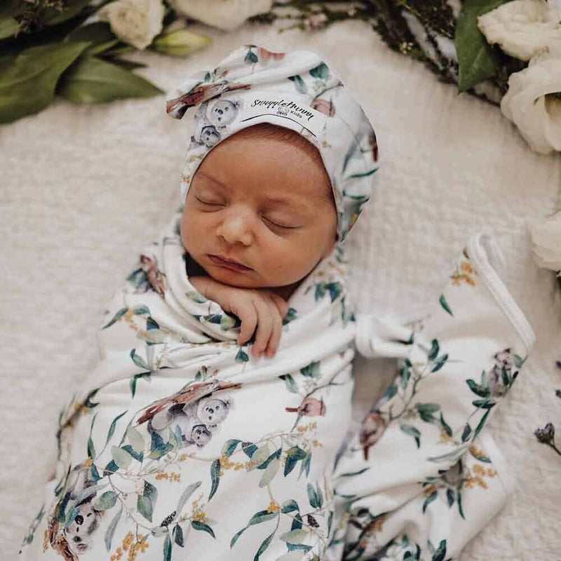 EUCALYPT BABY JERSEY WRAP & BEANIE SET