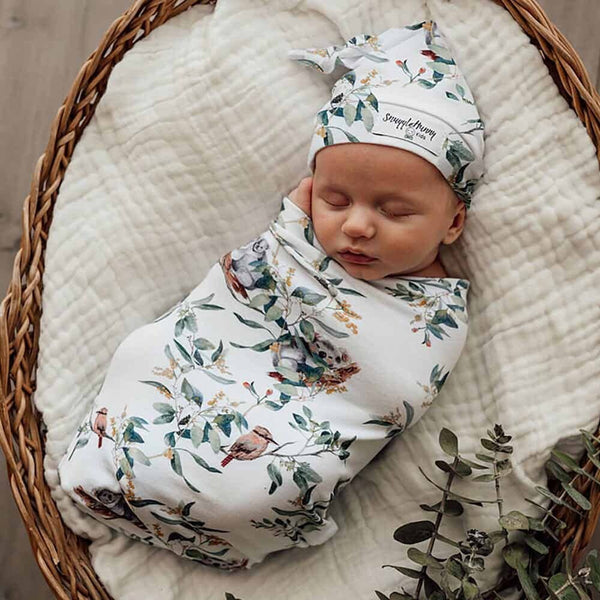 EUCALYPT SNUGGLE SWADDLE & BEANIE SET