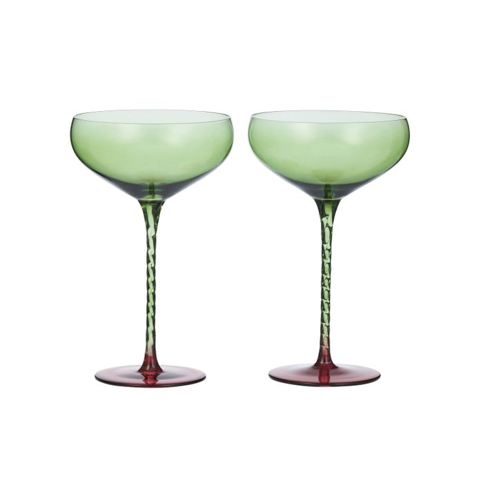 SOHO COUPE GLASSES - OLIVE SET OF 2