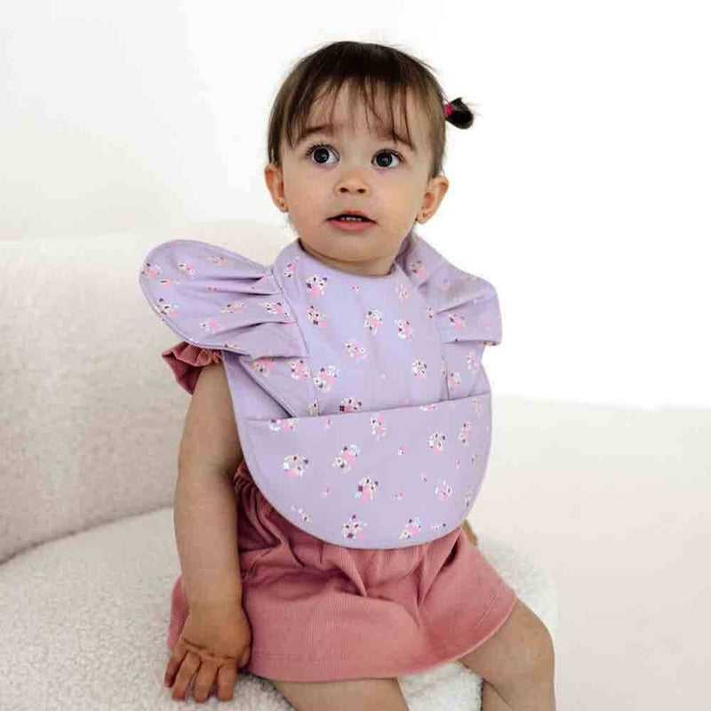 LILAC BLOOM FRILL WATERPROOF SNUGGLE BIB