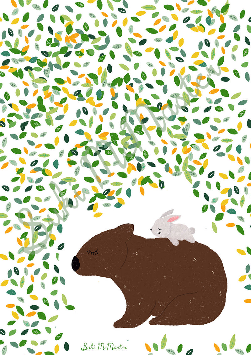 WOMBAT & RABBIT ARTIST PRINT